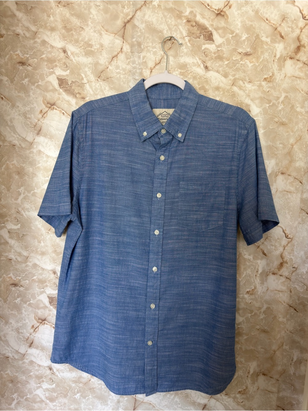 St. John's Bay Blue Short-Sleeve Button-Down Shirt
